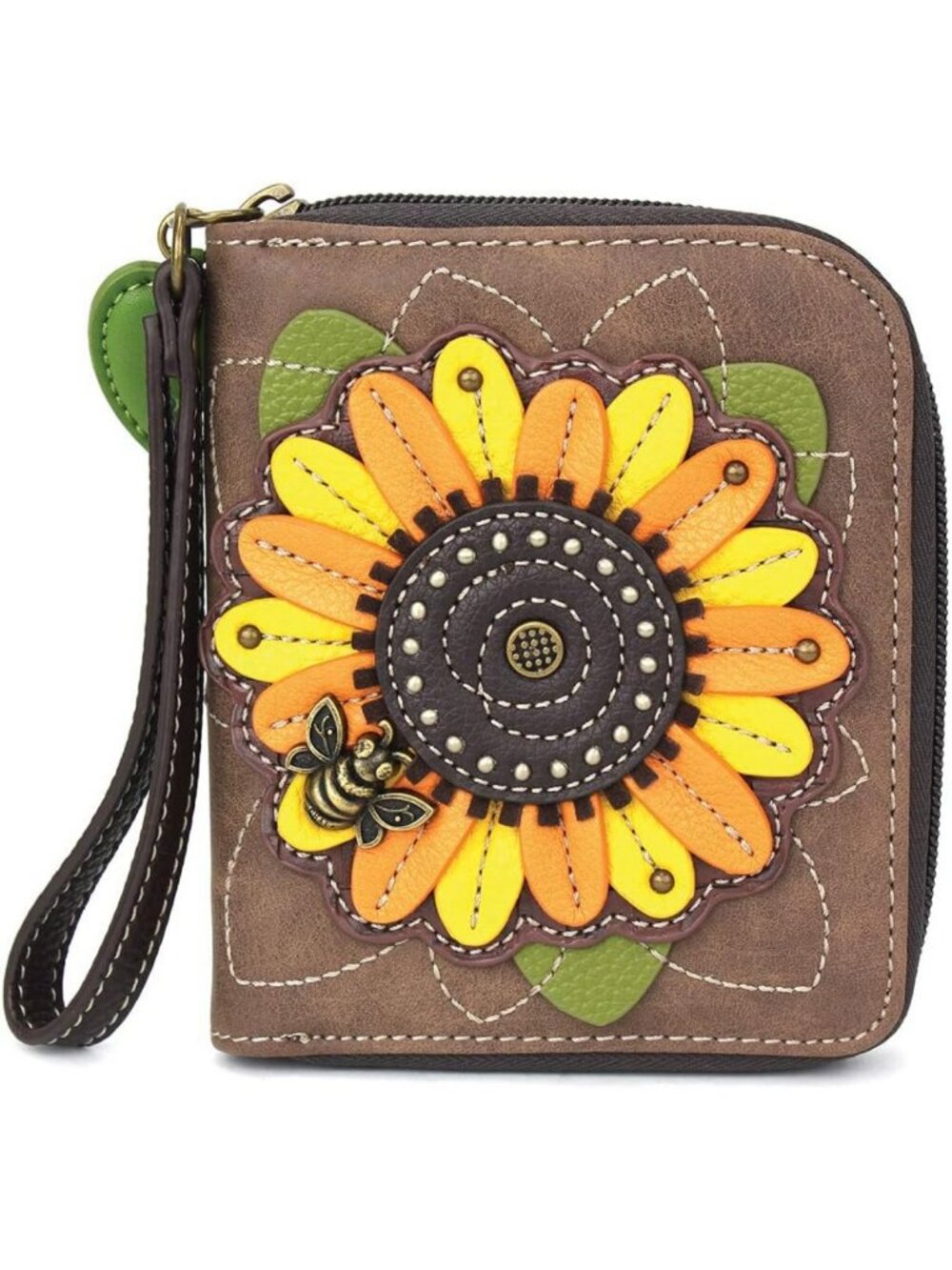 Stylish Zip Around Wallet & Wristlet, 8 Card Slots, Durable PU Leather